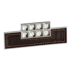 Ручка эксклюзив скоба 7148.0115.026.177 глянцевый хром, натуральная кожа, кристаллы Сваровски длина 110 мм, крепление 32 мм 