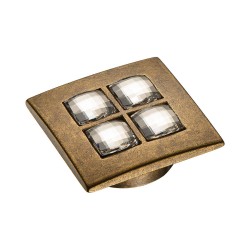 Ручка эксклюзив кнопка 7164.0038.002 цвет античная бронза, кристаллы Сваровски ширина 38 мм 