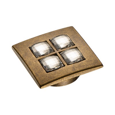 Ручка эксклюзив кнопка 7164.0038.002 цвет античная бронза, кристаллы Сваровски ширина 38 мм 