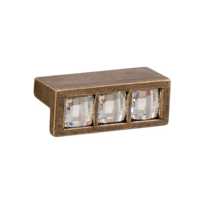 Ручка эксклюзив кнопка 7165.0045.002 цвет античная бронза, кристаллы Сваровски длина 45 мм, крепление 32 мм 