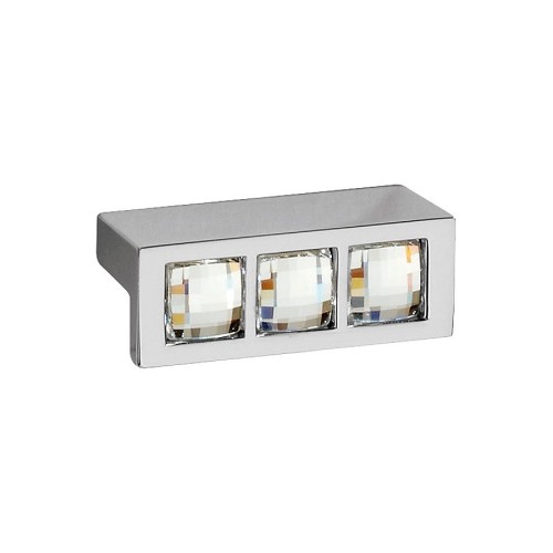 Ручка эксклюзив кнопка 7165.0045.026 цвет глянцевый хром, кристаллы Сваровски длина 45 мм, крепление 32 мм 