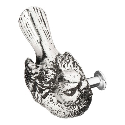 Ручка кнопка Птичка Терра 90047-АСр цвет античное серебро длина 85 мм (правая)