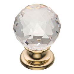 Ручка эксклюзив кнопка 9992-100 глянцевое золото прозрачный кристалл диаметр 30 мм