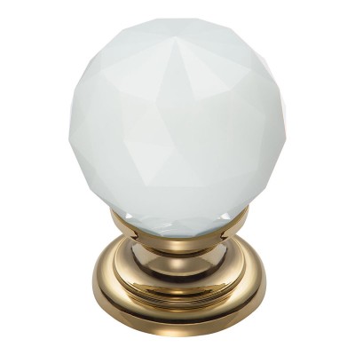 Ручка эксклюзив кнопка 9992-102 глянцевое золото белый кристалл диаметр 30 мм 