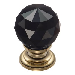 Ручка эксклюзив кнопка 9992-133 глянцевое золото черный кристалл диаметр 30 мм