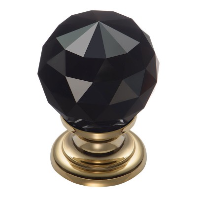 Ручка эксклюзив кнопка 9992-133 глянцевое золото черный кристалл диаметр 30 мм