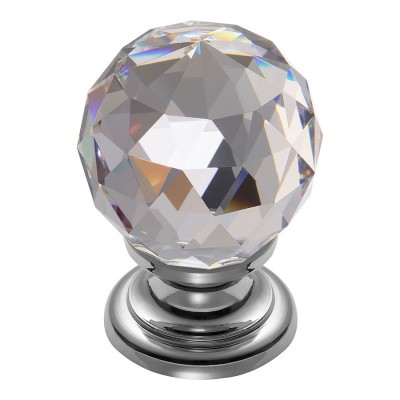 Ручка эксклюзив кнопка 9992-400 глянцевый хром прозрачный кристалл диаметр 30 мм 