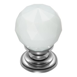 Ручка эксклюзив кнопка 9992-402 глянцевый хром белый кристалл диаметр 30 мм