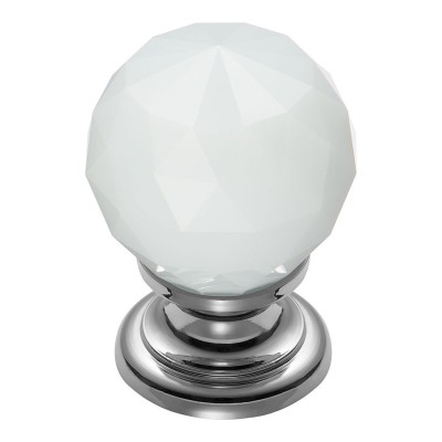 Ручка эксклюзив кнопка 9992-402 глянцевый хром белый кристалл диаметр 30 мм