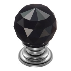 Ручка эксклюзив кнопка 9992-433 глянцевый хром черный кристалл диаметр 30 мм 