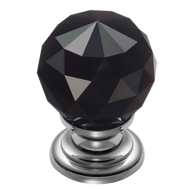 Ручка эксклюзив кнопка 9992-433 глянцевый хром черный кристалл диаметр 30 мм 