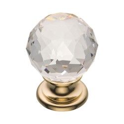 Ручка эксклюзив кнопка 9993-100 глянцевое золото прозрачный кристалл диаметр 25 мм 