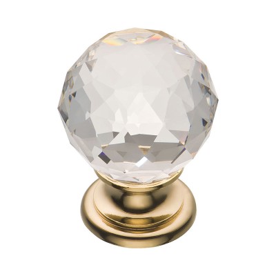 Ручка эксклюзив кнопка 9993-100 глянцевое золото прозрачный кристалл диаметр 25 мм 