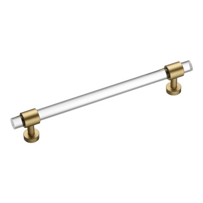 Ручка эксклюзив рейлинг BU 020.160.36 полированная латунь, прозрачное стекло длина 198 мм, крепление 160 мм