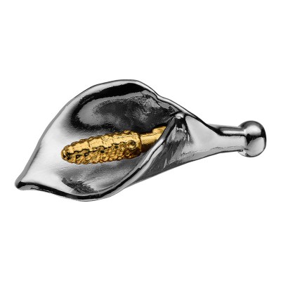 Ручка кнопка лилия LALE-51-GOLD цвет глянцевый никель, золото длина 70 мм 