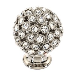 Ручка эксклюзив кнопка шар MOB 472 26 SWA 07 цвет глянцевый хром, кристаллы Сваровски диаметр 26 мм