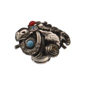 Ручка эксклюзив кнопка PV2122/K цвет старое серебро, кристаллы диаметр 35 мм