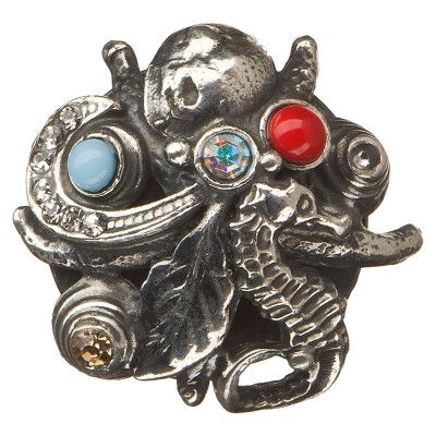 Ручка эксклюзив кнопка PV2122/K цвет старое серебро, кристаллы диаметр 35 мм