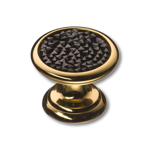 Ручка эксклюзив кнопка 07150-320 глянцевое золото черный кристалл 