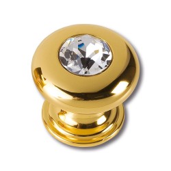 Ручка эксклюзив кнопка 0775-003-2 глянцевое золото кристалл Сваровски диаметр 30 мм 