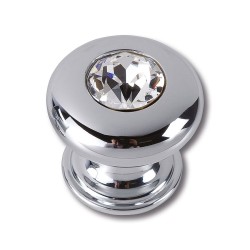Ручка эксклюзив кнопка 0775-005-2 глянцевый хром кристалл Сваровски диаметр 30 мм