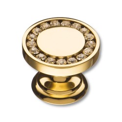 Ручка эксклюзив кнопка 0776-003 глянцевое золото кристаллы Сваровски диаметр 30 мм 