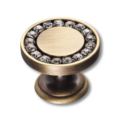 Ручка эксклюзив кнопка 0776-013 античная бронза кристаллы Сваровски диаметр 30 мм