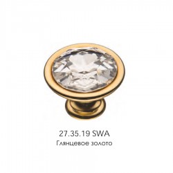 Ручка эксклюзив кнопка 27.35.19 SWA глянцевое золото кристалл Сваровски 