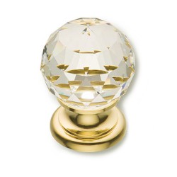 Ручка эксклюзив кнопка 9932-100 глянцевое золото кристалл Сваровски диаметр 30 мм