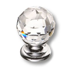 Ручка эксклюзив кнопка 9932-400 глянцевый хром кристалл Сваровски диаметр 30 мм 