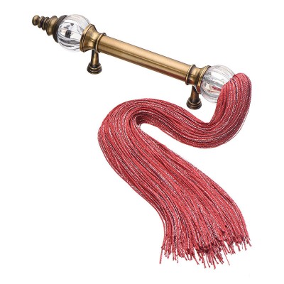 Ручка эксклюзив скоба SULTAN-41-128-GLASS-RED античная бронза, прозрачное стекло длина 260 / 690 мм, крепление 128 мм