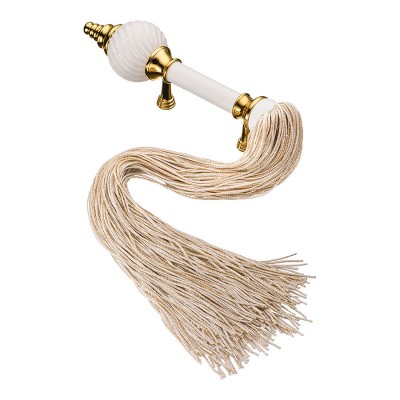 Ручка эксклюзив скоба SULTAN-69-96-WHITE-WHITE-KREM глянцевое золото, белая керамика длина 220 / 650 мм, крепление 96 мм