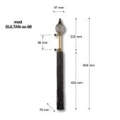 Ручка эксклюзив скоба SULTAN-69-96-WHITE-WHITE-KREM глянцевое золото, белая керамика длина 220 / 650 мм, крепление 96 мм