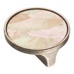 Ручка фарфор кнопка круглая 15.348.32 MP 05 16 старое серебро, перламутровая керамика 50 мм 