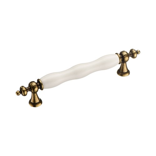 Ручка скоба 1670-40-128-000 античная бронза, белая керамика длина 176 мм, крепление 128 мм