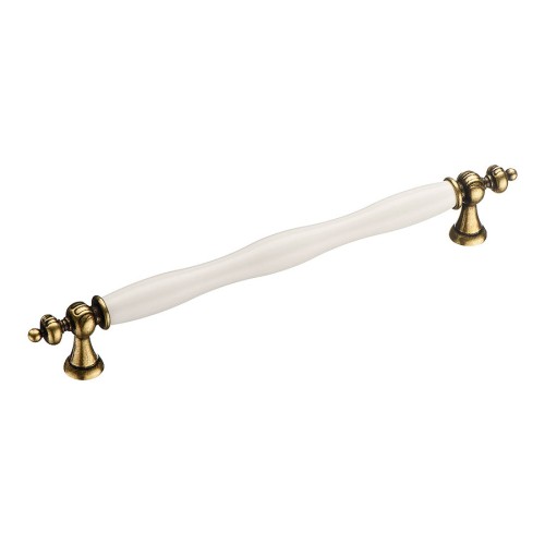 Ручка скоба 1670-40-192-000 античная бронза, белая керамика длина 240 мм, крепление 192 мм 