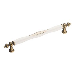 Ручка скоба 1670-40-192-243 античная бронза, белая керамика с орнаментом длина 240 мм, крепление 192 мм Ручка скоба 1670-40-192-243 античная бронза, белая керамика с орнаментом длина 240 мм, крепление 192 мм