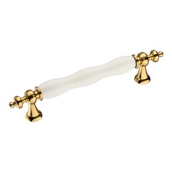 Ручка скоба 1670-69-128-000 глянцевое золото, белая керамика длина 176 мм, крепление 128 мм Ручка скоба 1670-69-128-000 глянцевое золото, белая керамика длина 176 мм, крепление 128 мм