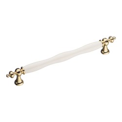 Ручка скоба 1670-69-192-000 глянцевое золото, белая керамика длина 240 мм, крепление 192 мм Ручка скоба 1670-69-192-000 глянцевое золото, белая керамика длина 240 мм, крепление 192 мм