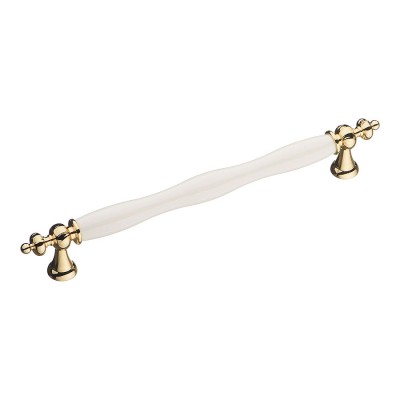 Ручка скоба 1670-69-192-000 глянцевое золото, белая керамика длина 240 мм, крепление 192 мм 