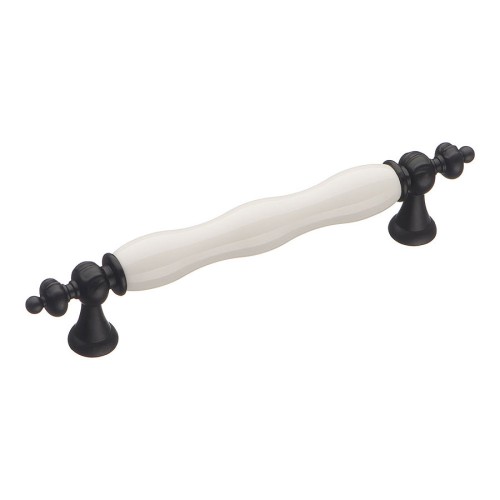 Ручка скоба 1670-85-128-000 черный, белая керамика длина 176 мм, крепление 128 мм 