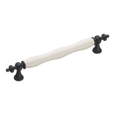 Ручка скоба 1670-85-160-000 черный, белая керамика длина 210 мм, крепление 160 мм 