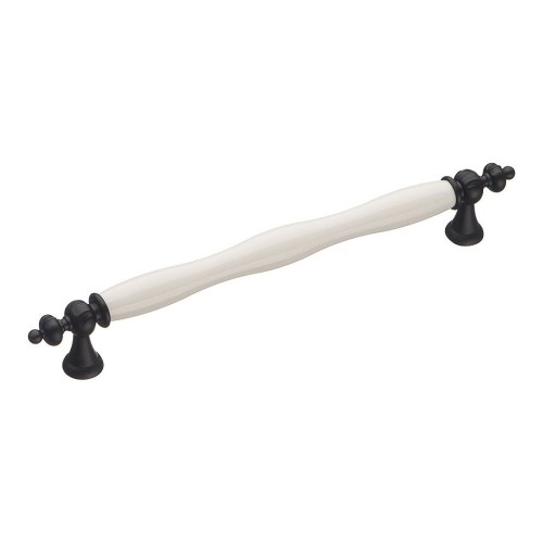 Ручка скоба 1670-85-192-000 черный, белая керамика длина 240 мм, крепление 192 мм 