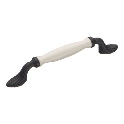 Ручка скоба 1735-85-128-000 цвет черный, белая керамика длина 182 мм, крепление 128 мм Ручка скоба 1735-85-128-000 цвет черный, белая керамика длина 182 мм, крепление 128 мм