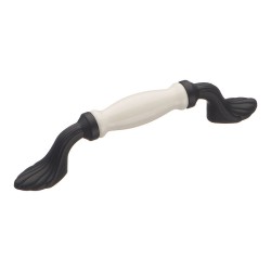 Ручка скоба 1735-85-96-000 цвет черный, белая керамика длина 150 мм, крепление 96 мм Ручка скоба 1735-85-96-000 цвет черный, белая керамика длина 150 мм, крепление 96 мм