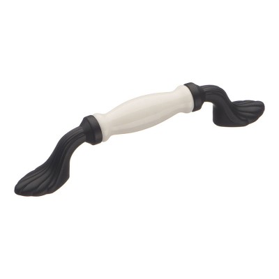 Ручка скоба 1735-85-96-000 цвет черный, белая керамика длина 150 мм, крепление 96 мм 