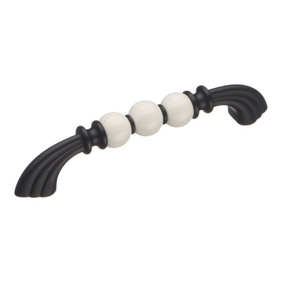 Ручка скоба 1885-85-128-000 цвет черный, белая керамика длина 160 мм, крепление 128 мм 