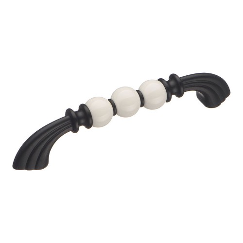 Ручка скоба 1885-85-128-000 цвет черный, белая керамика длина 160 мм, крепление 128 мм 