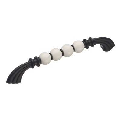 Ручка скоба 1885-85-160-000 цвет черный, белая керамика длина 192 мм, крепление 160 мм