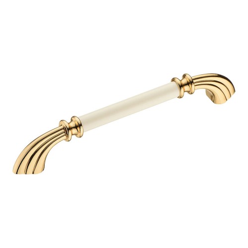 Ручка скоба 1960-69-160-000 глянцевое золото, белая керамика длина 192 мм, крепление 160 мм